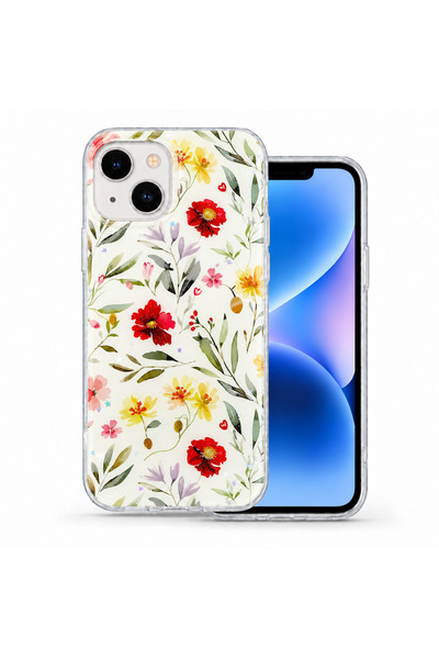 ZetGSM Husă iPhone 14 cu imprimeu floral, rezistentă la șocuri și impact, albă