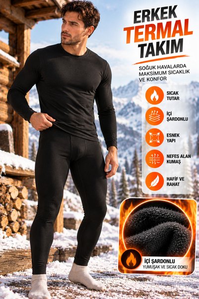 MRCANS Men's Thermal Underwear Set with Brushed Inside Lining—Winter-Ready, H...
