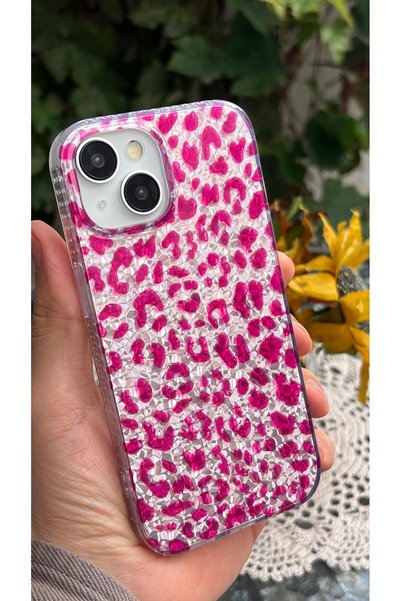 EDELFU Compatible with iPhone 15, 14, and 13 - Glittery Aurora Leopard Print ...