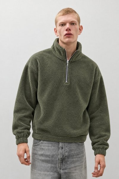 DAMGA JEANS Men's Modern Fleece Jacket with Half-Zip