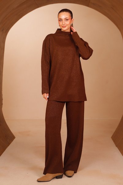 Mogi Butik Women's Half-Turtleneck, Lightweight Glittery, 2-Piece Modest Knit...