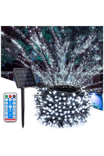 OEM Instalatie solara exterior 30 metri, 300 Led Alb Rece, incarcare USB si t...