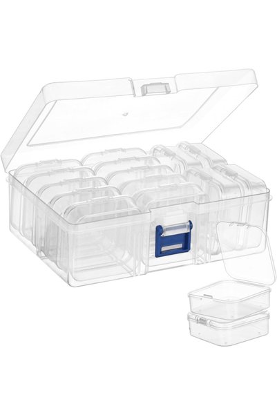 KASTWAVE Bead Organizer Boxes, 15 Pcs Clear Plastic Small Storage Containers,...