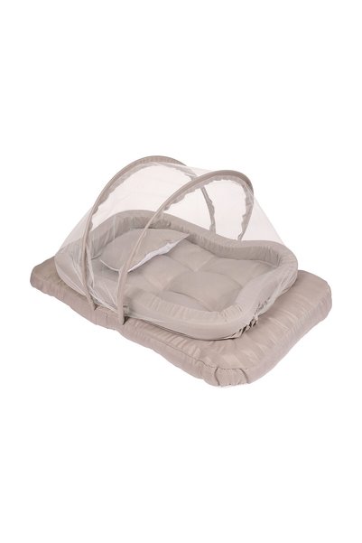 Generic Baby Nest Bed with Foldable Mosquito Net, Mattress and Pillow, Beige