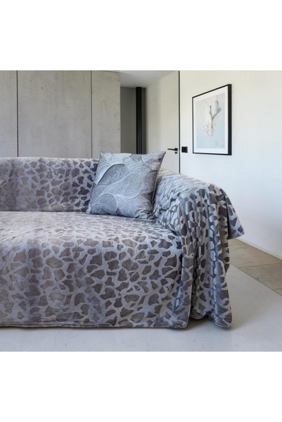 Linea Home Αντιολισθητικό βελούδινο ριχτάρι μονοθέσιο, πέτρινο γκρι, 180x160 ...