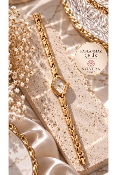 Sylvera Shop Baklava Design White Dial Delicate Bead Chain Stainless Steel Wo...