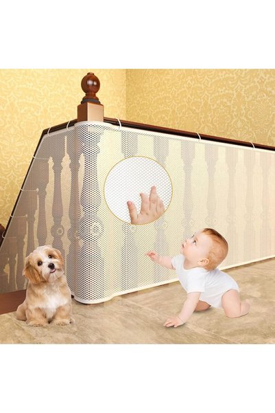 ANYUAN شبك حماية للدرج - حاجز درج للاطفال | Stairway Safety Net 9.84ft × 2.59...