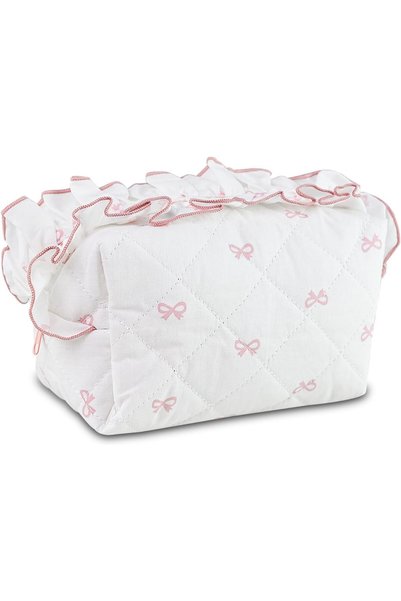 AZONEE Quilted Makeup Bag - Aesthetic Bow Design, Cute Coquette Cosmetic Pouc...