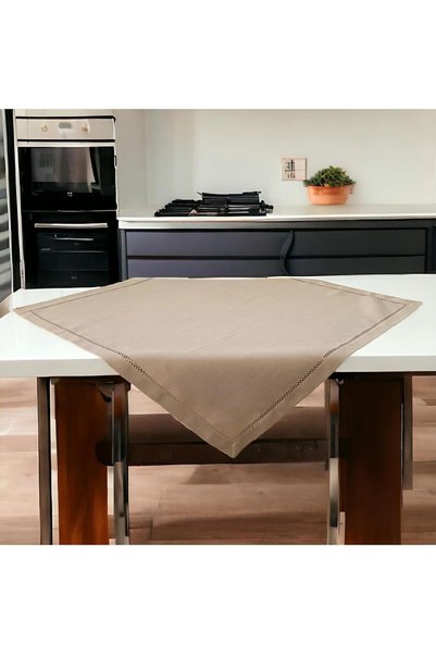 Linea Home Λινό Τετράγωνο 85x85 με Χειροποίητο Azure IVY 3688A MOKA LH2036003-1