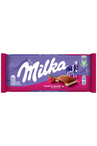 Milka Ciocolata Lapte si Crema Zmeura, 6x100g