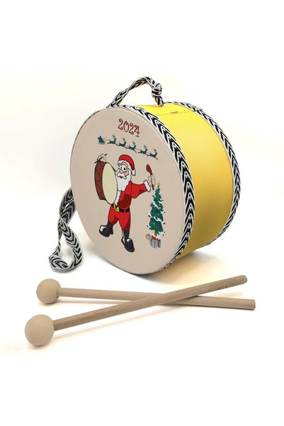 Souvenest Leather Children's Drum with "Santa Claus Playing the Drum" Print (...