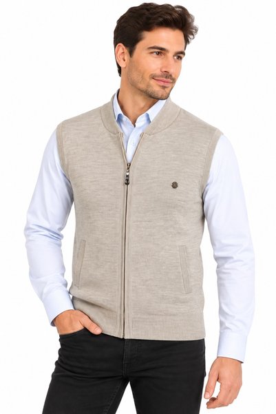 Çizgi Triko Men's Zippered Pocket, Steel-Knit Vest BGL-ST05771