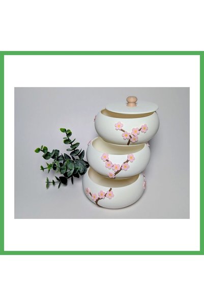Nur store Çanta 3D-Printed Stackable Cherry Blossom Floral Print Jewelry Box ...