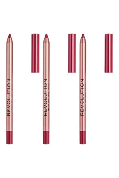 Revolution 3x Опаковка Сатенен молив за устни Makeup Satin Kiss, Розов, 1 г