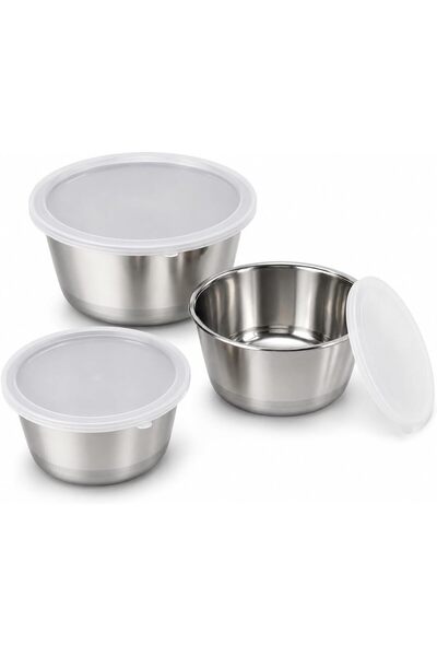 Biki ™ 3-Piece Stainless Steel Food Storage Container Set with Lids