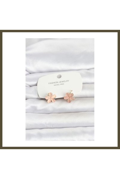 northcity n Gold-Toned Pink Flower-Patterned Children's Earrings BX