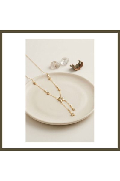 northcity n Gold-Toned Rice-Style Star-Shaped Women's Necklace with Zircon St...