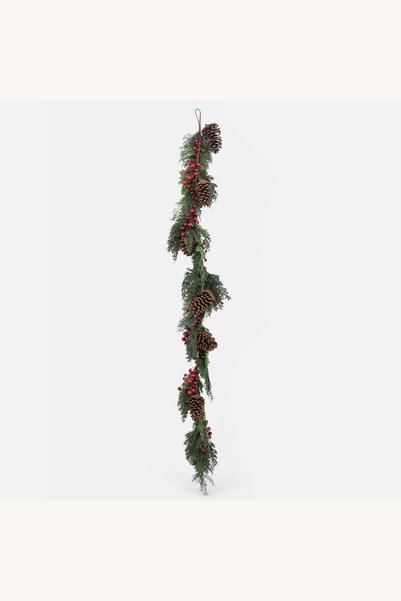 Comerivo Ghirlanda de brad pentru usa sau mantel, cu fructe si conuri, 150 cm
