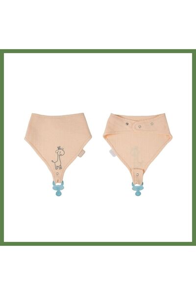 Hobibahçem Muslin Bib with Pacifier Clip 837 Salmon · Color: Salmon HB006