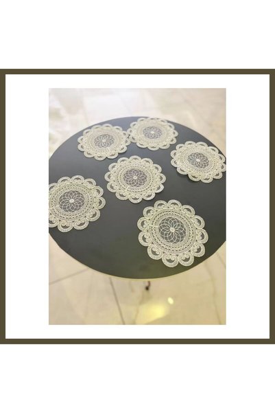 northcity n 6-Piece Lace Coffee Set, 15x15 cm, Assorted Patterns, Bridal Set BX