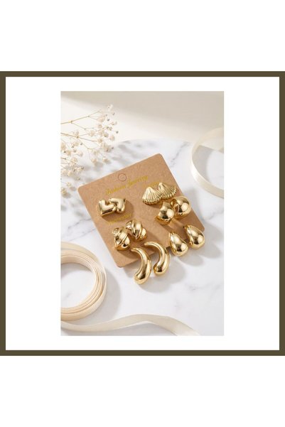 northcity n Gold-Plated CCB 6-Pair Women's Earring Set BX