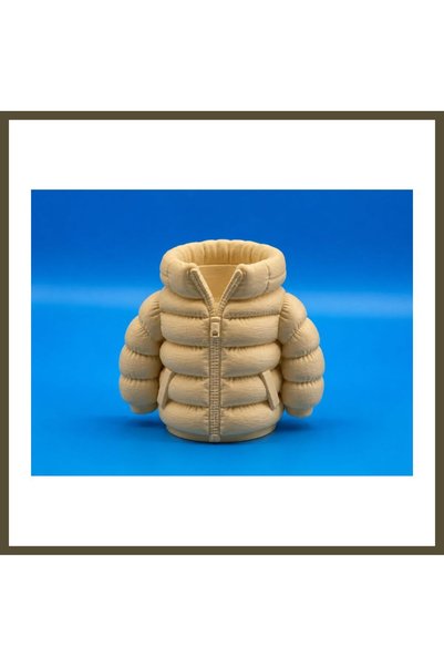 northcity n 3D-Printed Puffer Coat Pencil Holder - Desktop Organizer - Beige BX