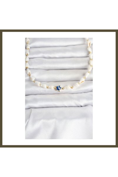 northcity n Natural Seashell-Strung Evil Eye Star-Shaped Necklace BX