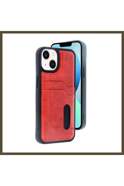 northcity n غطاء جلدي متوافق مع هاتف iPhone 15، مزين برسومات "سارة" - لون أحم...