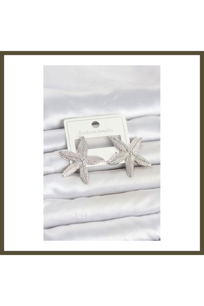 northcity n Silver-Colored Brass Starfish-Shaped Women's Earrings BX