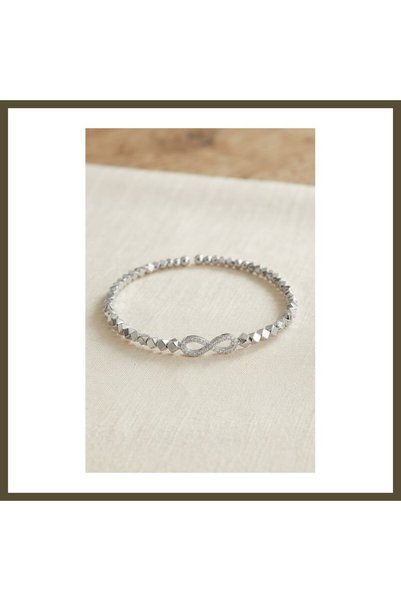 northcity n Silver-Toned Geometric Faceted Infinity-Design Modal Women's Brac...