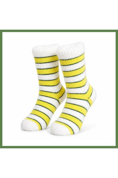 Hobibahçem Plush Striped Women's Socks, Sizes 36–40: Soft, Heat-Retaining, Co...
