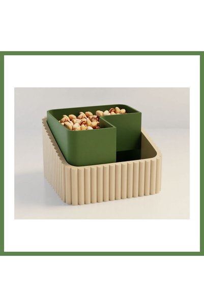 Hobibahçem 3D-Printed Pistachio Bowl - Dual-Chamber Shell Separator Serving B...