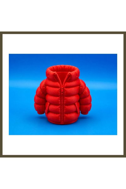 northcity n 3D-Printed Puffer Coat Pencil Holder - Desktop Organizer - Red BX