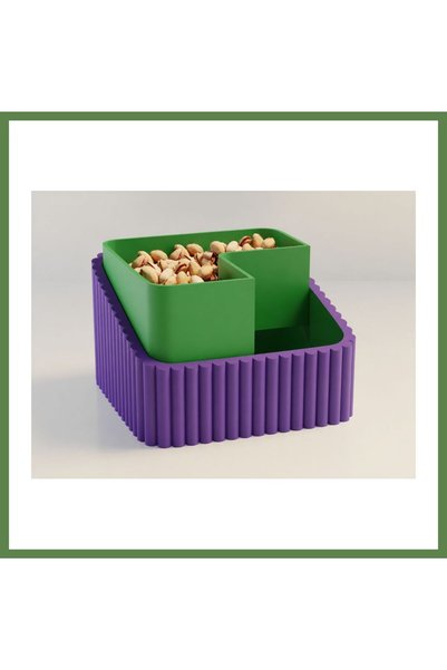 Hobibahçem 3D-Printed Pistachio Bowl - Dual-Chamber Shell Separator Serving B...