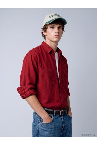 LC Waikiki XSIDE Red Plain Loose & Oversized Men's Shirt—The NEVAVM Difference