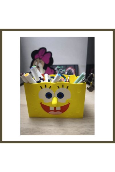 Generic Brand 3D-Printed Cute Square Sea Sponge Figurine Pencil Holder - Desk...