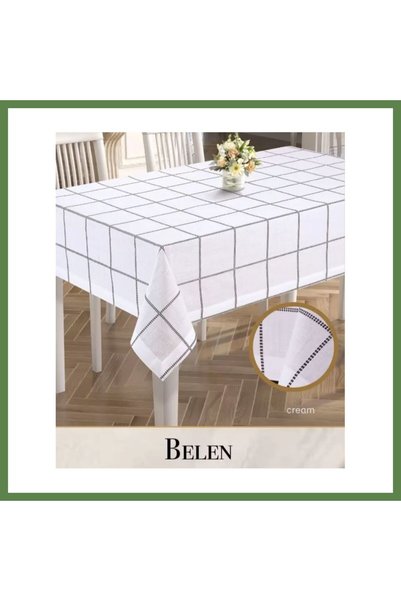 Hobibahçem Linen Single Tablecloth, 155x220 cm, Dining Tablecloth, Belen Mode...