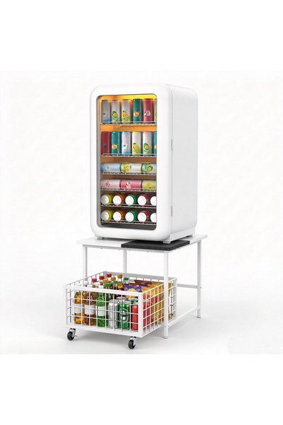 GENERAL Mini Fridge Stand, Dorm Refrigerator Stand with Storage Basket