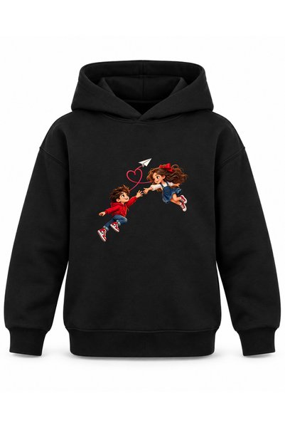 ROOSTER GOLD Black Children's Hooded Sweatshirt with Striped Print