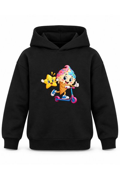 ROOSTER GOLD "Sweet Friends" Printed Black Kids' Hooded Sweatshirt