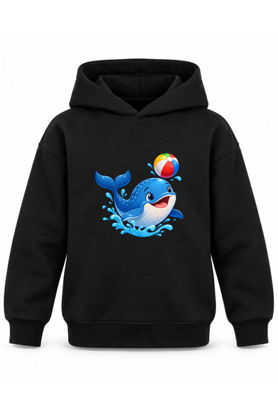 ROOSTER GOLD Black Kids' Hooded Sweatshirt with Submarine Print