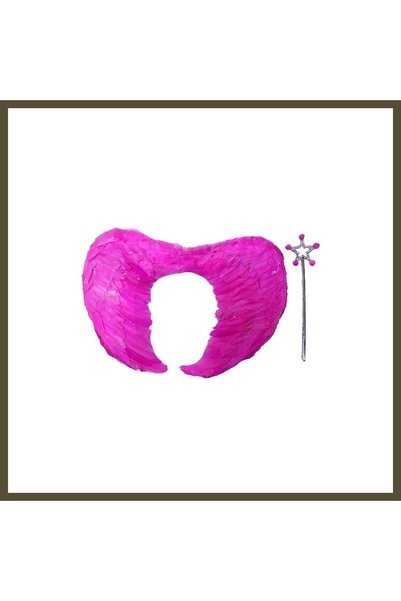 northcity n Real-Fur Foldable Children's Pink Angel Wing and Wand Set 40x55 c...