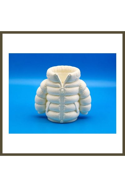 northcity n 3D-Printed Puffer Coat Pencil Holder - Desktop Organizer - White BX