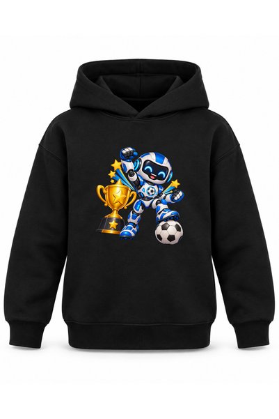 ROOSTER GOLD Black Kids' Hooded Sweatshirt with Soccer Print