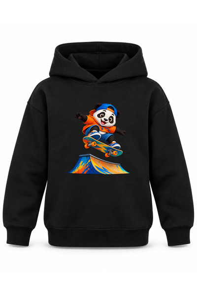 ROOSTER GOLD Black Kids' Hoodie with Skateboard Print