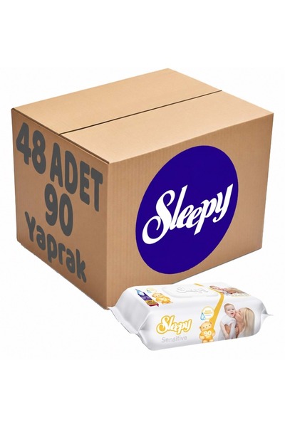 Sleepy Wet Wipes, 90 Sheets, Sensitive, 48-Pack Set with Plastic Lid, 4,320 S...