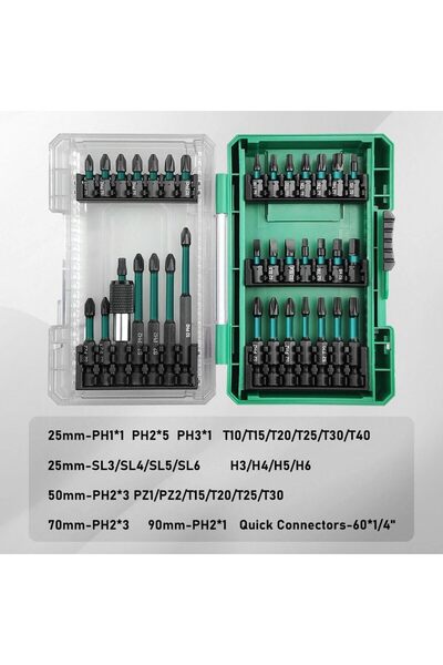 Yelajoy 35PCS Impact Driver bit Set with Storage Case - S2 Steel, High Hardne...