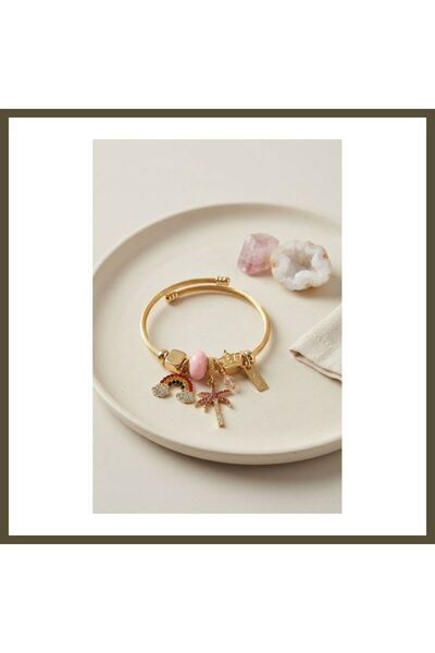 northcity n Rainbow and Pink Palm Tree Charm Bracelet BX