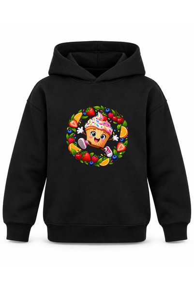 ROOSTER GOLD "Sweet Friends" Printed Black Kids' Hooded Sweatshirt