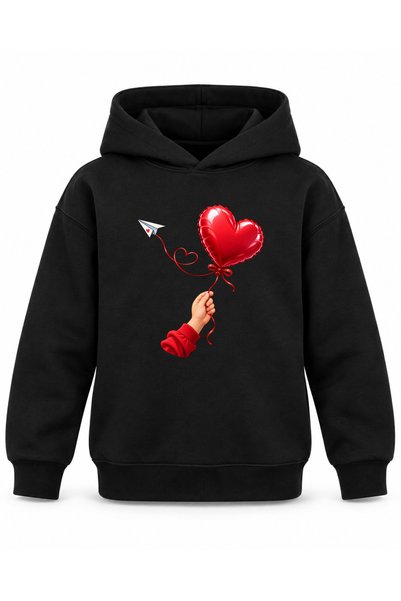 ROOSTER GOLD Black Children's Hooded Sweatshirt with Striped Print